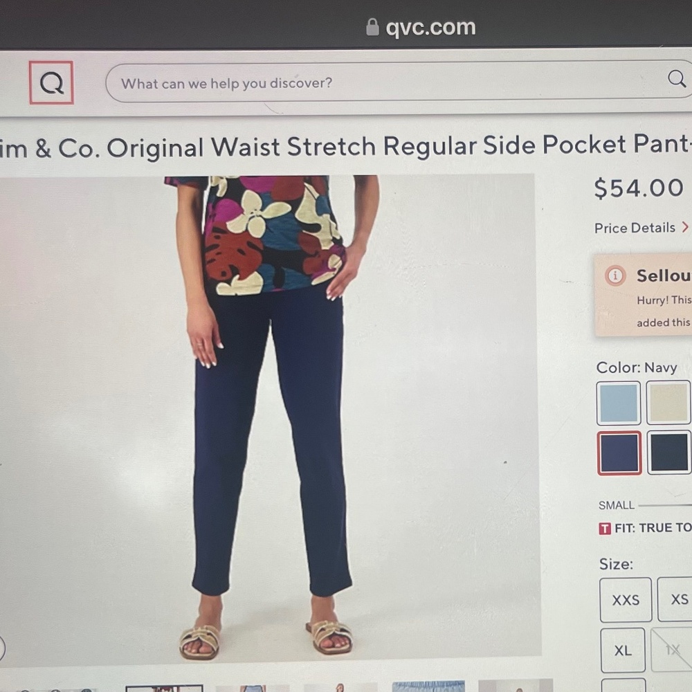 NEW DENIM & CO. Original Waist Stretch Side Pocket Seasonal Pant Sz P1X  $54